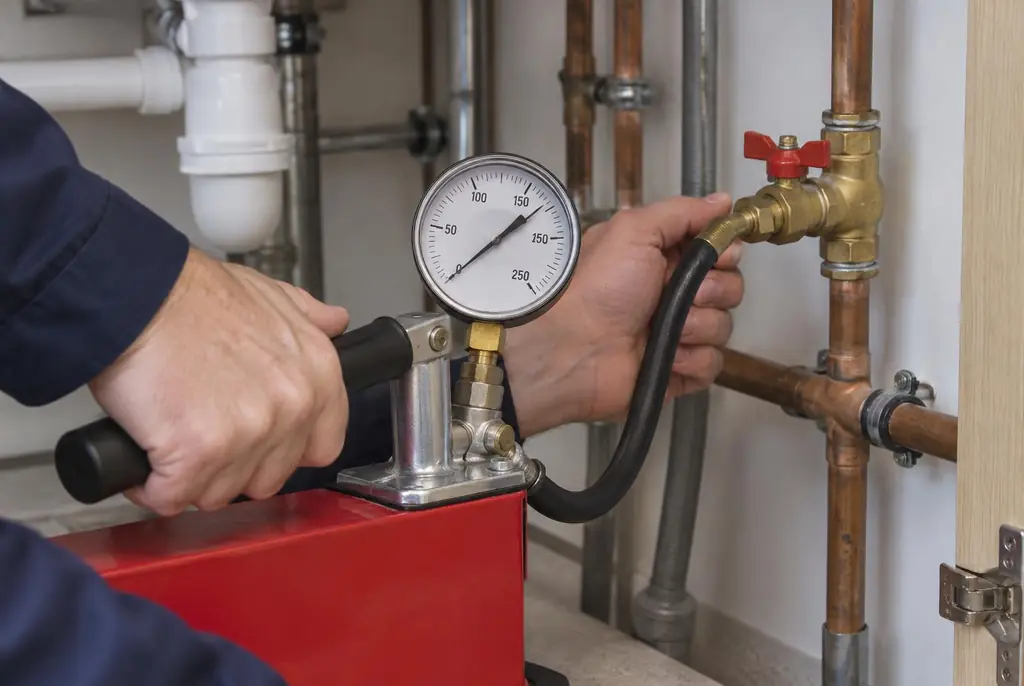 Lekdetectie Aalsmeer – druktest op een waterleiding met een manometer